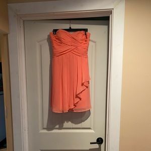 Coral strapless bridesmaid dress size 2